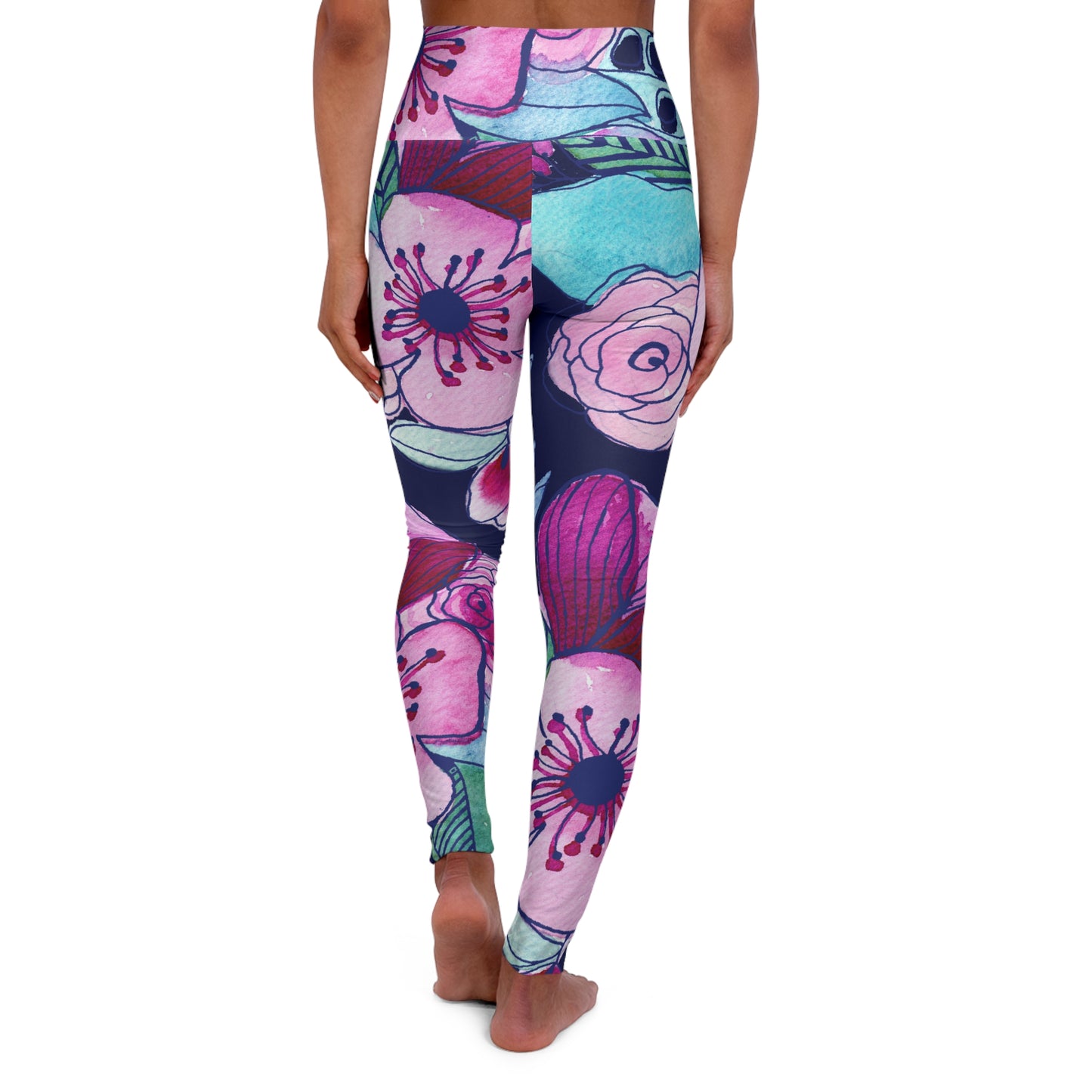 Navy Pink High Waisted Leggings
