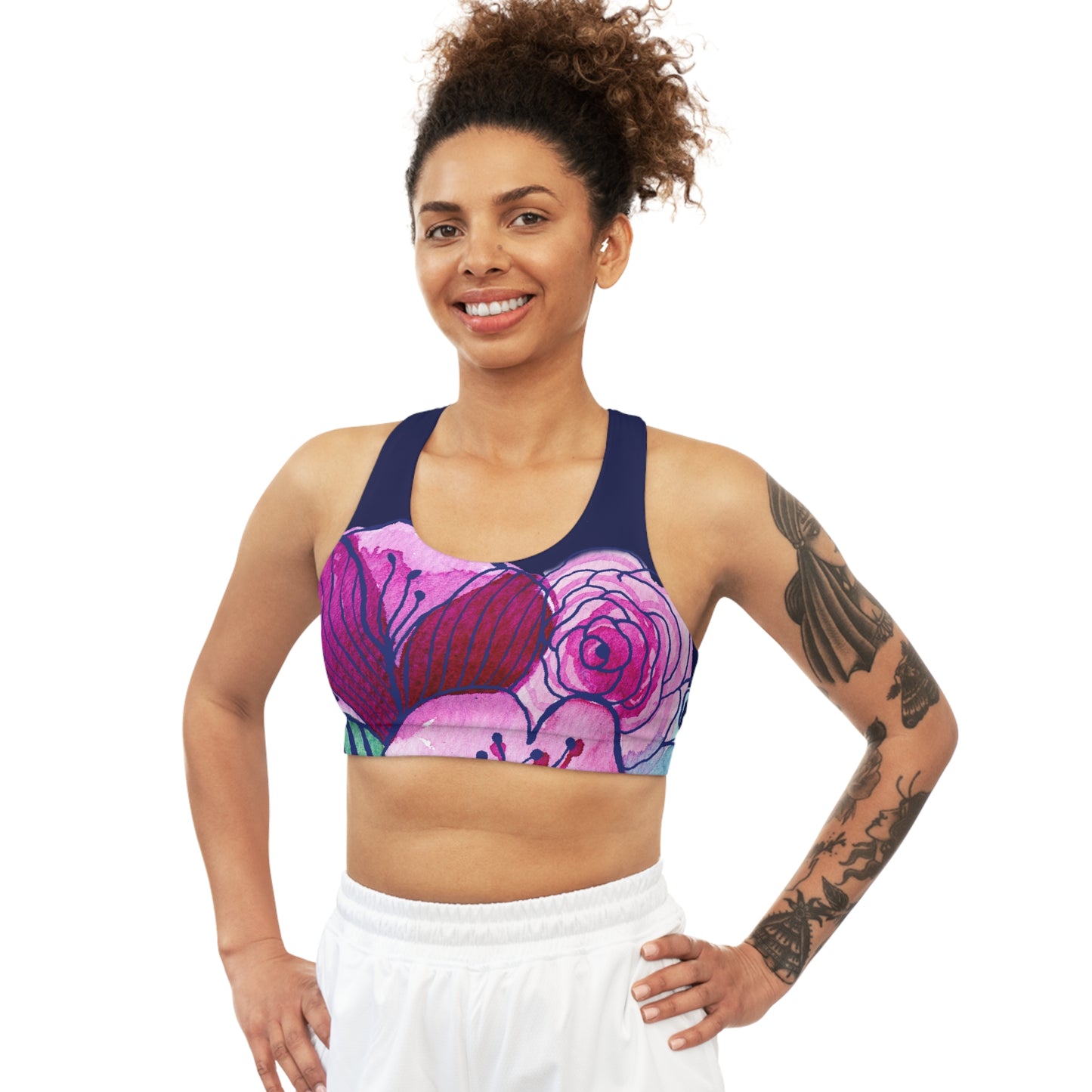 Navy Pink Sports Bra