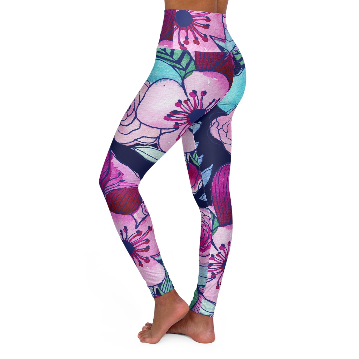 Navy Pink High Waisted Leggings