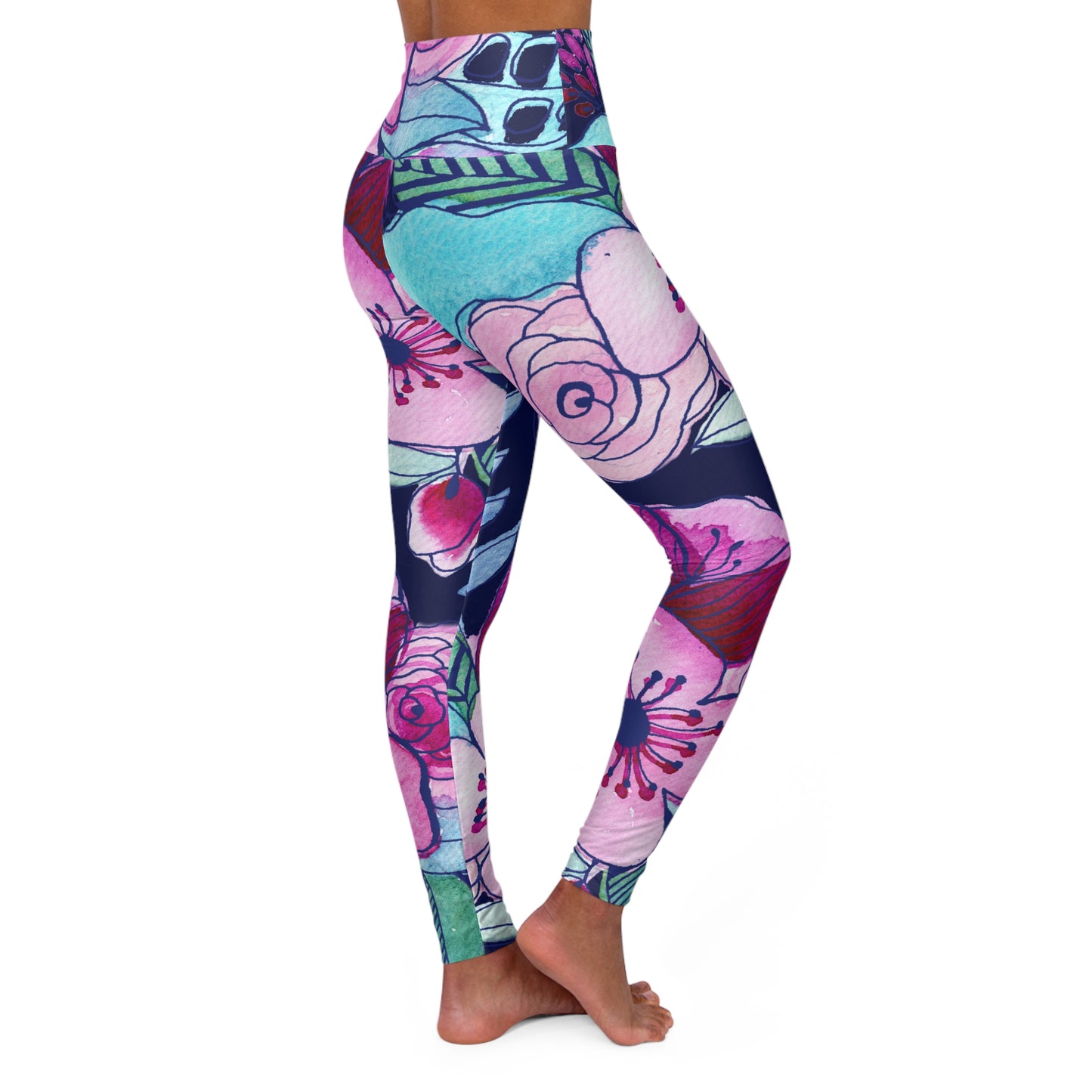 Navy Pink High Waisted Leggings